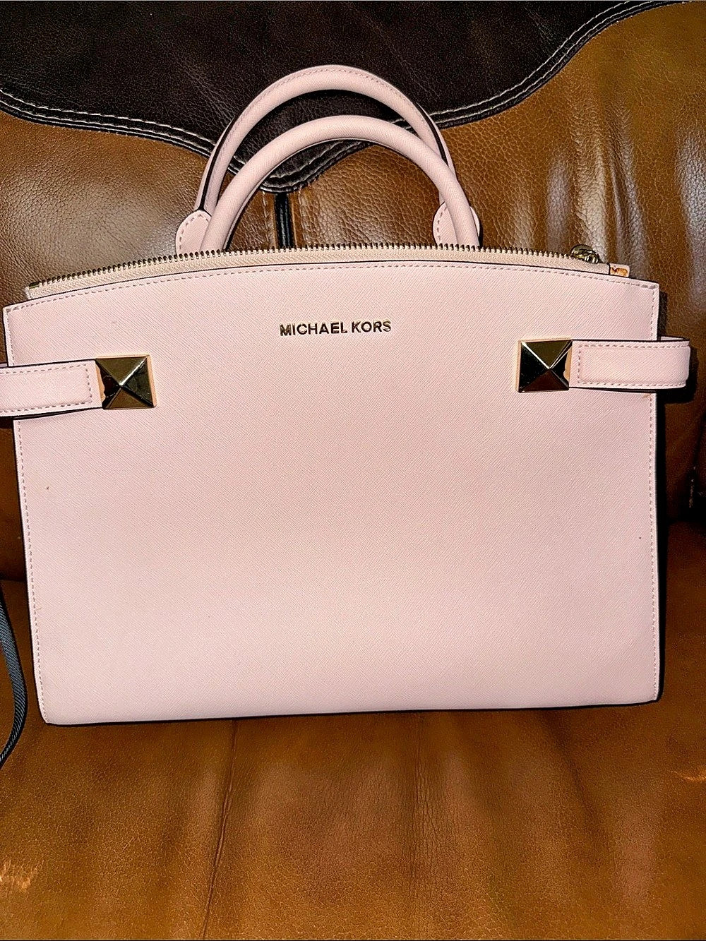 Michael Kors Selma Medium Top Zip Satchel Pink